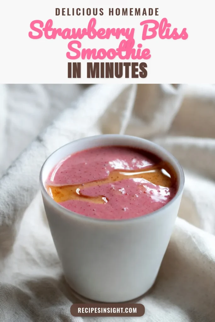 Looking for a delicious and healthy berry smoothie recipe? Try this Strawberry Peanut Butter Smoothie! Blending fresh strawberries, creamy peanut butter, and almond milk with a hint of banana creates the perfect refreshing strawberry drink. This easy smoothie with banana is ready in just 5 minutes, making it a quick and nutritious option for any time of day. Save this recipe for your next healthy snack! #StrawberryPeanutButterSmoothie #HealthySmoothie #SmoothieRecipe #BerryDrinks