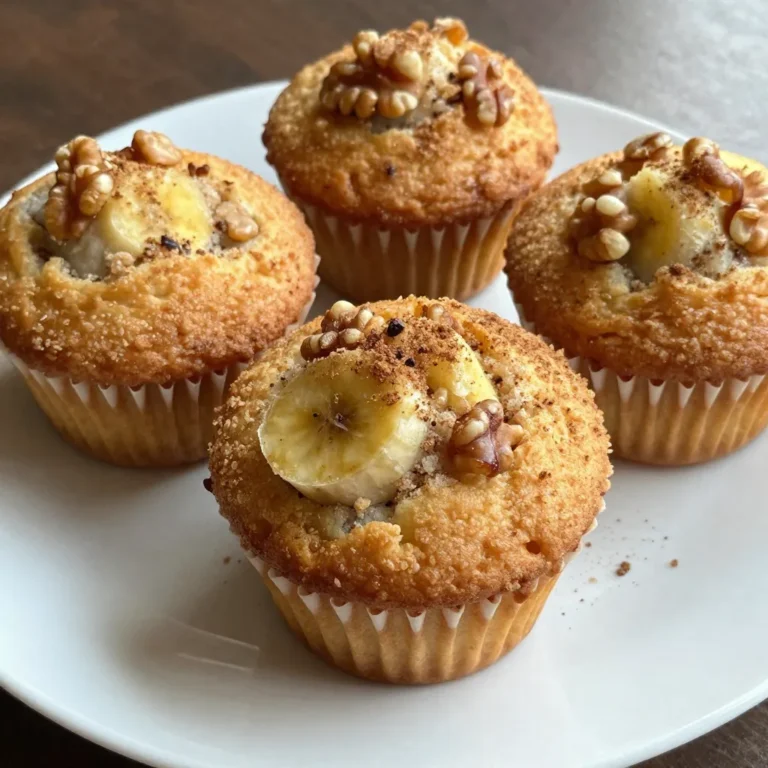 - 3 ripe bananas - 1/3 cup melted coconut oil - 1/2 cup brown sugar - 1 large egg, beaten - 1 teaspoon vanilla extract - 1 teaspoon baking soda - A pinch of salt - 1 teaspoon ground cinnamon - 1 1/2 cups all-purpose flour - 1/2 cup chopped walnuts or pecans (optional) - Additional cinnamon sugar for topping: 2 tablespoons sugar mixed with 1 teaspoon cinnamon Coconut oil vs. butter: Coconut oil gives a light taste and texture. You can swap it for butter if you prefer. Melted butter works well too. Brown sugar alternatives: You can use coconut sugar or even white sugar. Both will still give a sweet flavor. Nut-free option suggestions: If you want a nut-free muffin, skip the walnuts or pecans. You can add seeds like pumpkin or sunflower for crunch. These ingredients come together to create a warm and cozy treat. The bananas add natural sweetness and moisture. The cinnamon tops it off with a warm spice that makes these muffins hard to resist. You can easily adjust the ingredients to fit your tastes and needs. {{ingredient_image_1}} First, preheat your oven to 350°F (175°C). This step ensures even baking. Next, you need to prepare your muffin tin. You can either line it with paper liners or grease it with non-stick spray. Lining the tin makes clean-up easier. Greasing it helps the muffins pop out smoothly. Choose what works best for you. Start by mashing the ripe bananas in a large bowl. Use a fork to mash them until smooth. This adds natural sweetness and moisture to your muffins. Then, stir in the melted coconut oil. Mix well until combined. Next, add the brown sugar, beaten egg, and vanilla extract. Blend these until the mixture is smooth. In a separate bowl, whisk together the baking soda, salt, ground cinnamon, and all-purpose flour. This helps to evenly distribute the dry ingredients. Gradually mix the dry ingredients into the wet ingredients. Stir gently until just combined. Be careful not to overmix. If you want crunch, fold in the chopped walnuts or pecans at this stage. Now, it’s time to fill the muffin cups. Divide the batter evenly, filling each cup about two-thirds full. This allows room for the muffins to rise. In a small bowl, mix the additional cinnamon and sugar together. Sprinkle this mixture generously over the tops of each muffin. Bake for 18 to 20 minutes. To test for doneness, insert a toothpick into the center of a muffin. If it comes out clean, your muffins are ready. Allow the muffins to cool in the pan for about five minutes. Then, transfer them to a wire rack to cool completely. Enjoy the delightful aroma as they cool! To make the best muffins, avoid overmixing the batter. When you stir the wet and dry ingredients, mix just until combined. Overmixing can make your muffins tough. The ripeness of your bananas matters! Use very ripe bananas with brown spots. They add natural sweetness and flavor. For a moist texture, add melted coconut oil. This keeps the muffins soft and tender. You can also store them in an airtight container after baking. Enjoy these muffins warm. They taste great right out of the oven. You can also spread a little butter on top. This adds creaminess that you will love. Pair these muffins with coffee or tea. A glass of milk also works well. The flavors blend perfectly together. Display your muffins on a tiered cake stand. This gives a lovely touch to your table. You can also use a rustic wooden board for a cozy vibe. For added flair, dust a little cinnamon sugar on top. This makes them look even more inviting. Add fresh fruit or mint leaves as a garnish for color. Pro Tips Use Overripe Bananas: The riper the bananas, the sweeter and more flavorful your muffins will be. Look for bananas with plenty of brown spots for the best results. Don't Overmix: When combining wet and dry ingredients, mix just until combined. Overmixing can lead to dense, tough muffins instead of light and fluffy ones. Customize Your Add-ins: Feel free to experiment with different nuts, chocolate chips, or dried fruits to make these muffins your own. Just be sure to keep the total add-ins to about 1/2 cup. Store Properly: To keep your muffins fresh, store them in an airtight container at room temperature for up to 3 days, or freeze for longer storage. Just reheat in the microwave for a warm treat! {{image_2}} You can make your muffins even better with some fun additions. - Adding chocolate chips: Stir in 1 cup of semi-sweet chocolate chips. They add a rich taste and a gooey texture. - Incorporating dried fruits: Try adding 1/2 cup of raisins or dried cranberries. They bring a sweet and chewy bite to your muffins. If you want to make your muffins a bit healthier, there are easy swaps you can try. - Whole wheat flour substitute: Switch all-purpose flour for whole wheat flour. This gives your muffins extra fiber and a nutty flavor. - Reducing sugar without compromising flavor: Cut the brown sugar to 1/3 cup. You can also add a mashed banana for sweetness. Change your muffins to match the season with simple tweaks. - Adding pumpkin spice for fall: Mix in 1 teaspoon of pumpkin spice for a warm, cozy flavor. It makes these muffins perfect for chilly days. - Using applesauce for a twist: Replace half of the mashed bananas with applesauce. This adds moisture and a hint of apple flavor. To keep your muffins fresh, store them at room temperature. Place them in an airtight container. This will help maintain their soft texture. Avoid direct sunlight or heat, as that can dry them out. Properly stored, they last about three days. If you want to save muffins for later, freezing is your best bet. Allow the muffins to cool completely before freezing. Wrap each muffin tightly in plastic wrap and place them in a freezer-safe bag. They can last up to three months in the freezer. When you're ready to enjoy, simply take out a muffin and let it thaw at room temperature. To reheat muffins, you can use a microwave or an oven. For the microwave, heat for 15-20 seconds. This keeps them moist and warm. If you prefer the oven, preheat it to 350°F (175°C) and heat the muffins for 5-10 minutes. This method gives them a nice, fresh texture. Always check if they are warm through before serving. Enjoy your delicious cinnamon sugar banana muffins warm! For the best muffins, use very ripe bananas. Look for bananas with dark yellow skin and brown spots. These bananas are sweet and soft, making them easy to mash. They add moisture and flavor to your muffins. Overripe bananas work best because they are sweeter. Avoid green or slightly yellow bananas; they won't give the same taste or texture. Yes, you can easily make these muffins vegan. Replace the egg with a flax egg. To make a flax egg, mix one tablespoon of ground flaxseed with three tablespoons of water. Let it sit for a few minutes until it thickens. For the dairy, use a plant-based milk like almond or soy. You can also replace the melted coconut oil with a vegan butter alternative. Cinnamon sugar banana muffins last about 3 to 4 days at room temperature. Store them in an airtight container to keep them fresh. If you want to keep them longer, place them in the fridge for up to a week. You can also freeze them for up to three months. Just wrap each muffin tightly in plastic wrap before freezing. Yes, frozen bananas work well in this recipe. Thaw the bananas before using them. You can do this by placing them in the fridge overnight or using the microwave for a quick thaw. Once thawed, mash them as you would fresh bananas. Frozen bananas can be sweeter and even more flavorful, making your muffins extra tasty. We explored a delicious banana muffin recipe, focusing on the right ingredients and methods. You learned about ingredient swaps and how to enhance flavors. I shared tips for perfecting your muffins and creative serving ideas. Remember to store them well to keep that fresh taste. With this recipe, you're ready to bake tasty muffins that everyone will love. Enjoy your baking journey with fun variations and reminders for freshness!