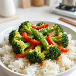 - 2 cups broccoli florets - 1 red bell pepper, sliced - 1 cup snap peas - 2 cloves garlic, minced - 1 tablespoon grated ginger - 3 tablespoons honey - 2 tablespoons soy sauce (or tamari for gluten-free) - 1 tablespoon sesame oil - 2 tablespoons water - Salt and pepper to taste - 1 tablespoon cornstarch (for thickening) - Sesame seeds (for garnish) - Cooked rice or quinoa (for serving) You can serve this stir-fry over cooked rice or quinoa. This adds great texture and flavor. For a crunchy touch, sprinkle sesame seeds on top. You can also pair it with a side of grilled chicken or tofu for extra protein. Enjoy it fresh to keep the veggies crisp and vibrant! {{ingredient_image_1}} Start by washing the broccoli. Cut it into small florets. This helps it cook evenly. Next, slice the red bell pepper into thin strips. Rinse the snap peas under cold water. Now, you are ready to make the sauce. Heat a large skillet or wok over medium-high heat. If you like, add a little oil to prevent sticking. Once hot, add the broccoli florets. Stir-fry them for about 3 minutes. The broccoli should turn bright green. Next, add the sliced bell pepper and snap peas. Keep stir-frying for another 2-3 minutes. The veggies should be tender but still crisp. Now, it’s time to add the sauce. Pour the honey garlic mixture over the cooked vegetables. Stir well to coat everything evenly. Cook for an extra 1-2 minutes. This helps the sauce thicken and glaze the veggies. Taste your stir-fry. Add salt and pepper as needed. This makes the flavors pop. To serve, spoon the stir-fried veggies over a bed of cooked rice or quinoa. Finally, sprinkle sesame seeds on top for a nice crunch. Enjoy your honey garlic broccoli stir-fry! To keep your veggies crisp, cook them fast over high heat. Start with the broccoli. Stir-fry it for about three minutes. Don't let it sit too long. Add the bell pepper and snap peas next. Cook for another two to three minutes. This way, they stay bright and crunchy. Remember, fresh vegetables taste best and keep their nutrients. If you want a soy sauce swap, tamari is a great choice. It has a similar taste and is gluten-free. You can also try coconut aminos. This option is sweeter and lower in sodium. If you're feeling adventurous, mix in some balsamic vinegar for a unique twist. Each alternative adds its own flavor to your stir-fry. To balance the sweetness, taste as you cook. If it’s too sweet, add a splash of soy sauce or some salt. If you like it sweeter, drizzle in more honey. You can also add fresh lemon juice for a tangy kick. This enhances the dish and keeps it bright. Each adjustment helps you find the perfect flavor for your palate. Pro Tips Use Fresh Ingredients: Fresh broccoli and vibrant bell peppers will enhance the flavor and nutrition of your stir-fry. Look for firm broccoli with tight florets and bright red peppers. Customize Your Veggies: Feel free to swap in other vegetables like carrots, zucchini, or bell peppers to suit your taste. The cooking time may vary, so adjust accordingly. Adjust Sweetness: Depending on your preference, you can increase or decrease the amount of honey in the sauce. Taste as you go to find your perfect balance. Thickening the Sauce: If you prefer a thicker sauce, mix more cornstarch with a little water to create a slurry and add it to the stir-fry during the last minute of cooking. {{image_2}} You can easily add protein to your Honey Garlic Broccoli Stir-Fry. Some great choices are: - Chicken breast, diced - Tofu, cubed - Shrimp, peeled and deveined - Beef strips, thinly sliced To prepare, cook the protein first in the hot skillet. Once it’s done, add the veggies and sauce as usual. This adds flavor and makes the meal heartier. Feel free to mix up the veggies in this stir-fry. Here are some tasty alternatives: - Cauliflower florets - Carrots, thinly sliced - Bell peppers, any color - Green beans, trimmed Using different veggies can change the flavor and texture. Just make sure to cut them into similar sizes for even cooking. Switching up the sauce can give the stir-fry a new twist. Here are some ideas: - Teriyaki sauce for a sweet and tangy flavor - Hoisin sauce for a richer taste - Peanut sauce for a nutty kick Simply replace the honey garlic sauce with your choice during cooking. Enjoy experimenting with these options! Store any leftover Honey Garlic Broccoli Stir-Fry in an airtight container. Keep it in the fridge. It will stay fresh for up to three days. Make sure to let it cool down before sealing. This helps prevent moisture buildup. To reheat, use the microwave for quick warming. Place the stir-fry in a safe bowl. Heat for about 1-2 minutes, stirring halfway through. You can also reheat it in a skillet. Just add a splash of water to keep it moist. Heat over medium heat, stirring until hot. You can freeze Honey Garlic Broccoli Stir-Fry if you have extra. Pack it in a freezer-safe container. It will keep for up to three months. When you’re ready to eat, thaw it in the fridge overnight. Reheat it as mentioned above for the best taste. Yes, you can use frozen broccoli in this recipe. Frozen broccoli is often blanched, so it cooks faster. Just add it to the skillet straight from the bag. You may need to stir-fry it a bit longer, about 4-5 minutes. This makes it easy to enjoy healthy meals without much prep time. You can serve this stir-fry over cooked rice or quinoa. Both add great texture and flavor. You can also pair it with grilled chicken or tofu for extra protein. If you want something lighter, a fresh salad goes well too. Just keep it simple and enjoy the flavors! To make this recipe vegan, simply replace honey with maple syrup or agave nectar. Both options add sweetness without animal products. Ensure your soy sauce is vegan as well, which most brands are. This way, you keep the yummy taste while sticking to a vegan diet. In this post, I shared a simple, tasty recipe for Honey Garlic Broccoli Stir-Fry. We covered the main and optional ingredients, along with serving ideas. You learned step-by-step instructions for prep and cooking. Tips helped you ensure crisp veggies and adjust flavors. I offered variations to mix things up and shared storage info to keep your leftovers fresh. Remember, cooking is fun! Use these ideas to create your own delicious stir-fry. Enjoy exploring different flavors and ingredients as you make this dish your own.