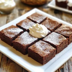 To make these rich brownies, gather these main ingredients: - 1 cup unsweetened cocoa powder - 1 cup all-purpose flour - 1 1/2 cups granulated sugar - 1 teaspoon baking powder - 1/2 teaspoon salt - 1/2 teaspoon ground cinnamon - 1/4 teaspoon cayenne pepper - 1 cup unsalted butter, melted - 4 large eggs - 1 teaspoon vanilla extract - 1 cup semi-sweet chocolate chips These ingredients create a deep chocolate flavor with a hint of spice. The cocoa powder gives the brownies their rich color. The sugar balances the bitterness of the cocoa. The baking powder helps them rise, while the eggs provide structure. For a twist on your brownies, consider these optional ingredients: - 1/2 cup chopped walnuts or pecans - Powdered sugar for dusting Nuts add a nice crunch and flavor contrast. Dusting with powdered sugar gives a sweet finish. You can skip the nuts if you prefer a smoother texture. Make sure you have these cooking essentials: - 9x13 inch baking pan - Mixing bowls - Whisk - Spatula - Measuring cups and spoons These tools help you mix and bake with ease. A whisk helps blend the dry ingredients well. The spatula will help you fold in the chocolate chips. A baking pan is essential for even baking of the brownies. {{ingredient_image_1}} First, you need to preheat your oven to 350°F (175°C). This step is key for even baking. While the oven heats up, grease a 9x13 inch baking pan. Use butter or non-stick spray to coat the pan. This helps the brownies release easily after baking. In a large bowl, add the dry ingredients. Combine 1 cup of cocoa powder, 1 cup of flour, 1 1/2 cups of sugar, 1 teaspoon of baking powder, 1/2 teaspoon of salt, 1/2 teaspoon of ground cinnamon, and 1/4 teaspoon of cayenne pepper. Whisk these ingredients together. This mix gives the brownies their rich flavor and texture. Now, take a separate bowl for the wet ingredients. Mix 1 cup of melted unsalted butter, 4 large eggs, and 1 teaspoon of vanilla extract. Stir until smooth. It’s important that the butter is not too hot to avoid cooking the eggs. This blend adds moisture to the brownies. Next, pour the wet mix into the dry mix. Gently stir until just combined. You don’t want to overmix. After that, fold in 1 cup of semi-sweet chocolate chips and, if you like, 1/2 cup of chopped walnuts or pecans. The chocolate chips melt and create gooey pockets in each brownie. Pour the batter into the greased pan, spreading it evenly. Bake for 25-30 minutes. Check for doneness by inserting a toothpick into the center. It should come out with a few moist crumbs. Once baked, let the brownies cool in the pan for about 10 minutes. Then transfer them to a wire rack to cool completely. This cooling step helps them set up nicely. After cooling, dust with powdered sugar for a lovely finish. To get the perfect brownies, start with room temperature eggs. This helps the batter mix smoothly. Also, mix the dry and wet ingredients separately. Then combine them gently. Overmixing will make your brownies tough. You want them soft and fudgy. Bake until a toothpick shows a few moist crumbs. This means they are done but still gooey. You can add more spice for a kick. Try adding more cayenne pepper if you like heat. If you want a richer taste, use dark cocoa powder instead of regular cocoa powder. You can also swap the vanilla extract for almond extract for a unique twist. If you don’t like nuts, skip them or try chocolate chunks. Cut the brownies into neat squares for a nice look. Place them on a colorful plate to brighten the table. A dusting of powdered sugar adds elegance. You can add a dollop of whipped cream on the side. Sprinkle a touch of cinnamon on top for extra charm. This makes your brownies not just tasty but also beautiful! Pro Tips Use Quality Chocolate: Opt for high-quality semi-sweet chocolate chips for a richer flavor in your brownies. Let Them Cool: Allow the brownies to cool completely before cutting to ensure clean, perfect squares. Adjust Spice Levels: Feel free to increase or decrease the cayenne pepper based on your heat preference. Store Properly: Keep brownies in an airtight container at room temperature to maintain their moistness. {{image_2}} To make gluten-free Mexican hot chocolate brownies, swap the all-purpose flour. Use a gluten-free flour blend instead. Look for a mix that works well in baking. This blend mimics the texture of regular flour. Your brownies will still be soft and rich. Always check your flour for any added ingredients. For vegan brownies, replace the eggs and butter. Use flax eggs or chia eggs as a substitute. Mix one tablespoon of flaxseed meal or chia seeds with three tablespoons of water. Let it sit until it thickens. For butter, use coconut oil or a vegan butter substitute. These swaps keep the brownies delicious and moist. Feel free to get creative with toppings and mix-ins! You can add a variety of flavors. Try adding crushed peppermint for a fresh twist. Chopped nuts add a nice crunch, too. You can also sprinkle sea salt on top before baking. It enhances the sweet flavor of the brownies. For a rich finish, drizzle melted chocolate on top after they cool. The options are endless! To keep your Mexican hot chocolate brownies fresh, store them in an airtight container. This helps prevent them from drying out. Place a piece of parchment paper between layers to avoid sticking. Keep the container at room temperature for up to four days. If you want them to last longer, refrigeration is an option. Just note that cold brownies can lose some of their rich flavor. Freezing brownies is a great way to save some for later. First, let them cool completely. Then, cut them into squares. Wrap each square tightly in plastic wrap. Next, place the wrapped brownies in a freezer-safe bag. They can last up to three months in the freezer. To enjoy, simply thaw them in the fridge overnight, or leave them at room temperature for a few hours. If you want warm brownies, reheating is easy. Preheat your oven to 350°F (175°C). Place the brownies on a baking sheet and cover them with foil. Heat for about 10 to 15 minutes. This will warm them without drying them out. You can also use a microwave. Place a brownie on a microwave-safe plate and heat for about 10-15 seconds. Enjoy your warm, gooey treat! You can check if the brownies are done by using a toothpick. Insert it into the center. If it comes out with a few moist crumbs, they are ready. If it’s wet with batter, they need more time. Generally, the baking time is 25 to 30 minutes. Keep an eye on them towards the end. Yes, you can use different chocolates! Semi-sweet chocolate works great, but you can try dark chocolate for a richer taste. Milk chocolate will make the brownies sweeter. You can also mix different chocolates for fun flavors. Just remember to adjust the sugar if you use sweeter chocolate. If you don’t have Mexican chocolate, don’t worry! You can use regular chocolate instead. Add a pinch of cinnamon and cayenne pepper to mimic the Mexican chocolate flavor. This keeps the spirit of the dish while using what you have at home. To add more spice, increase the cayenne pepper a little. You can also add a dash of chili powder for a kick. If you love heat, try adding chopped fresh chili or even a sprinkle of hot sauce into the batter. Just be careful to not overpower the sweet flavor. Yes, you can easily make these brownies nut-free. Simply skip the nuts or replace them with seeds like sunflower seeds. This keeps the texture nice without adding any nuts. Enjoy your brownies without worry! You learned about making Mexican hot chocolate brownies, from ingredients to storing tips. I shared how to mix flavors and get the best texture. You can choose fun variations, like gluten-free or vegan options. Remember, making brownies is about having fun and getting creative. I hope you enjoy baking and sharing these treats with others. Now, go get started on your delicious journey!